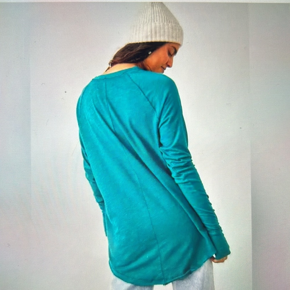 Free People Arden Tee Color Deep Teal Size Large - Picture 2 of 5